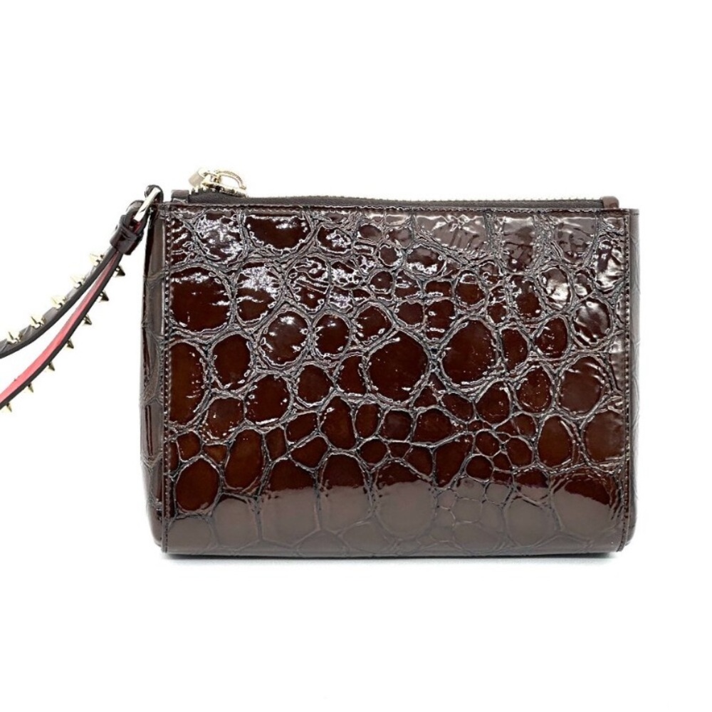 Christian Louboutin Cabata Croc Embossed Soft Pouch Spike Wristlet Mini - Picture 4 of 16
